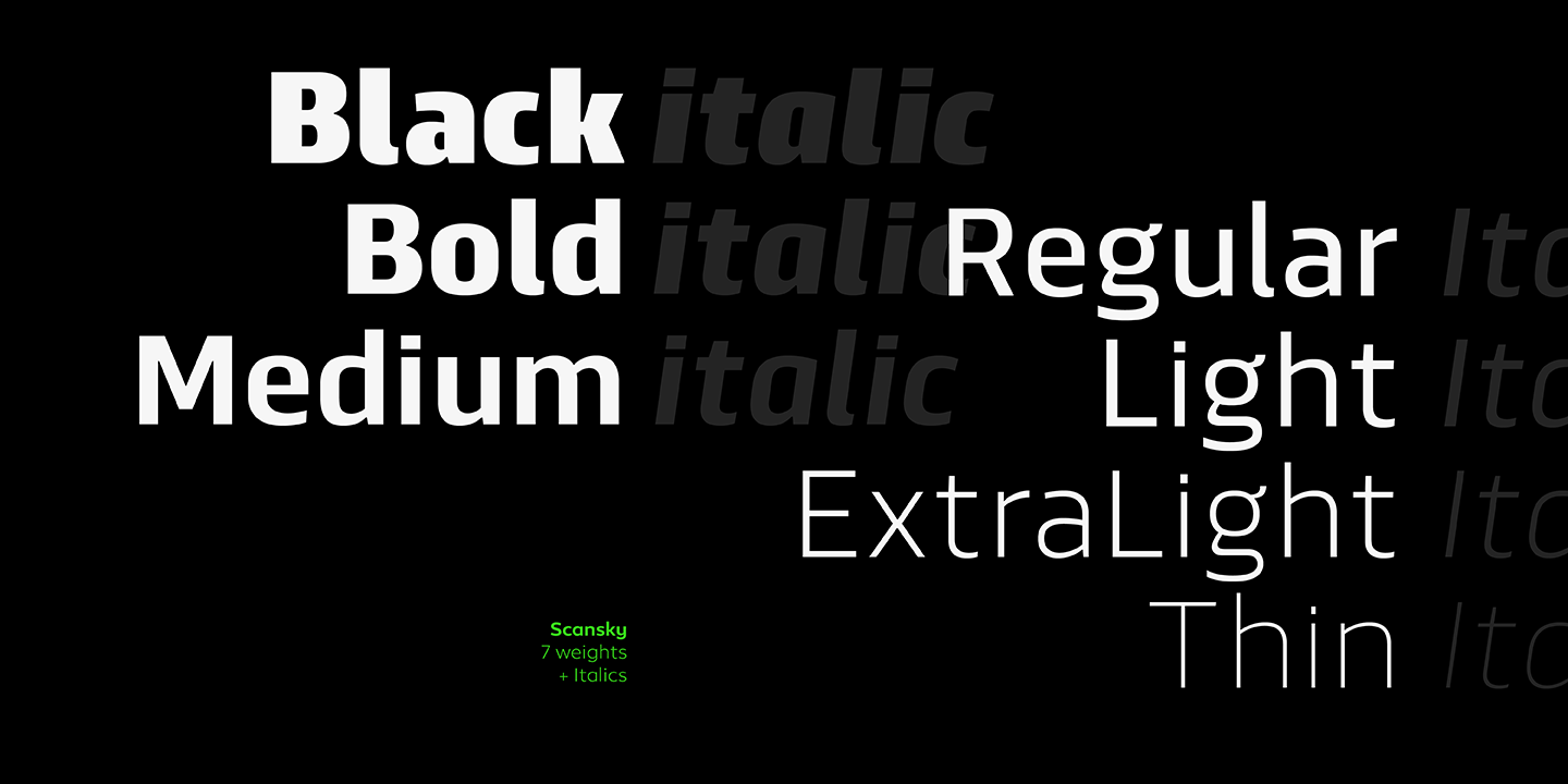 Ejemplo de fuente Scansky Condensed Extra Light Italic